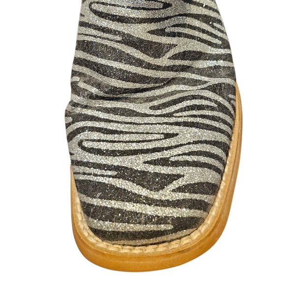 Roper Western Boots, Women's Size 7.5, Black & Silver Glitter Zebra - Picture 3 of 5